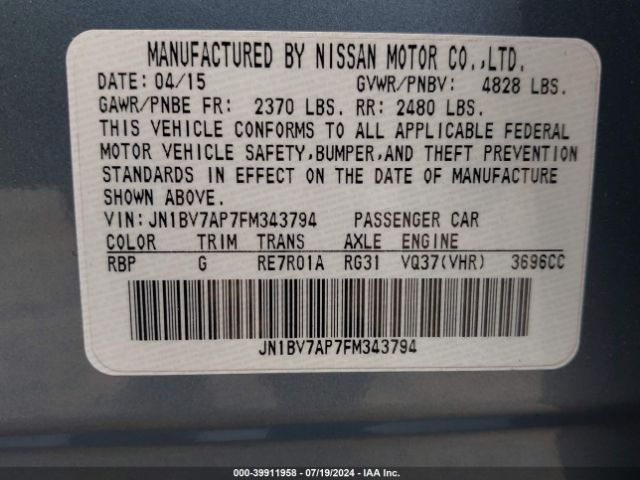 JN1BV7AP7FM343794 Infiniti Q50 Premium