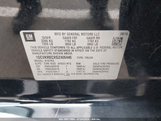 1GCVKRECXGZ406445 Chevrolet Silverado 1500 1lt