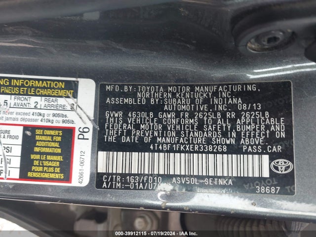 Toyota CAMRY LE 2014 4T4BF1FKXER338268 Image 9