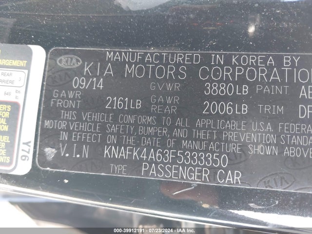 KIA FORTE LX 2015 KNAFK4A63F5333350 Image 9