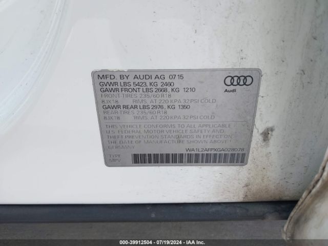 WA1L2AFPXGA028078 Audi Q5 2.0t Premium