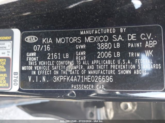 3KPFK4A71HE026696 KIA FORTE LX