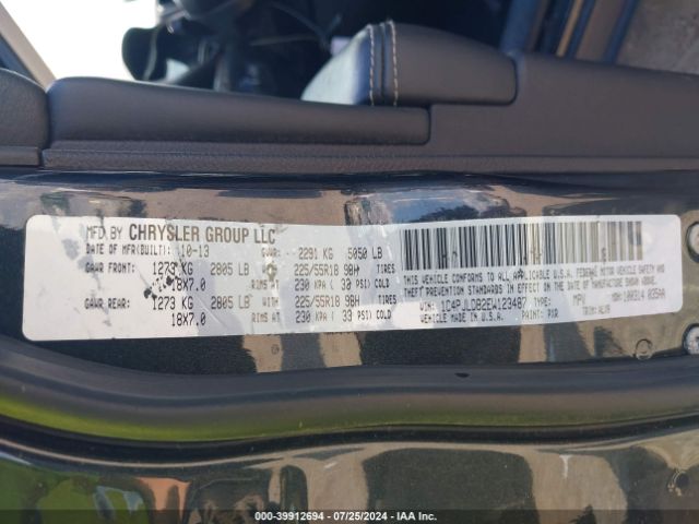 1C4PJLDB2EW123487 Jeep Cherokee Limited