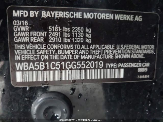 WBA5B1C51GG552019 BMW 535i