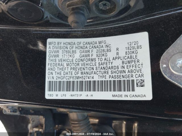 2HGFC2F63MH527414 Honda Civic Lx