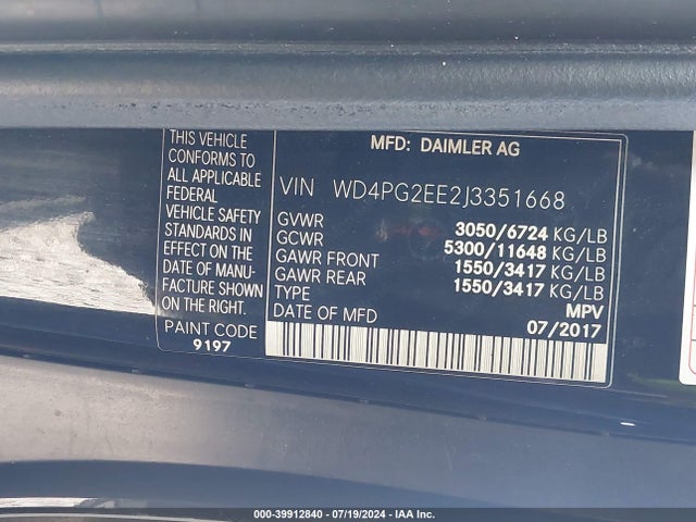 WD4PG2EE2J3351668 Mercedes-Benz Metris