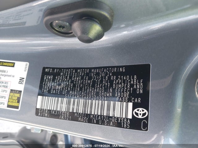 Toyota COROLLA SE 2024 5YFS4MCE4RP201334 Image 9