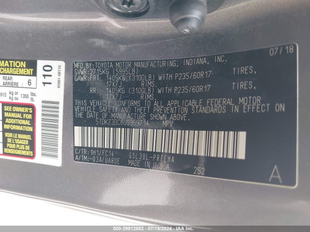 Toyota Sienna Le 8 Passenger 2018 5TDKZ3DC6JS959714 Image 9