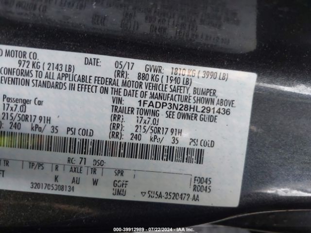 1FADP3N28HL291436 Ford Focus Titanium