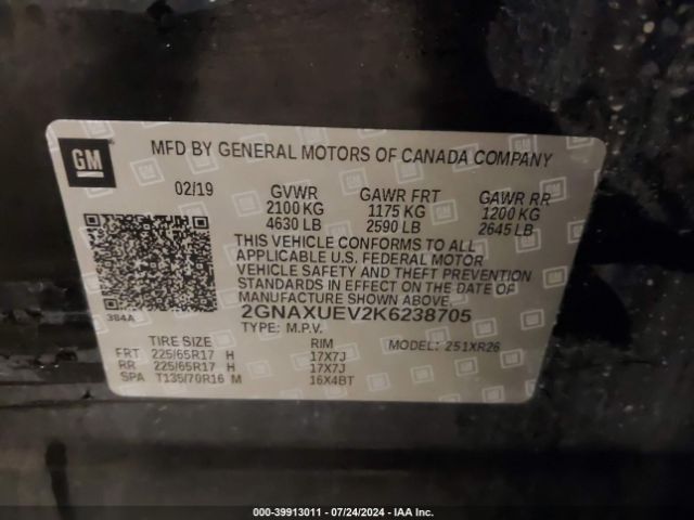 2GNAXUEV2K6238705 Chevrolet EQUINOX LT