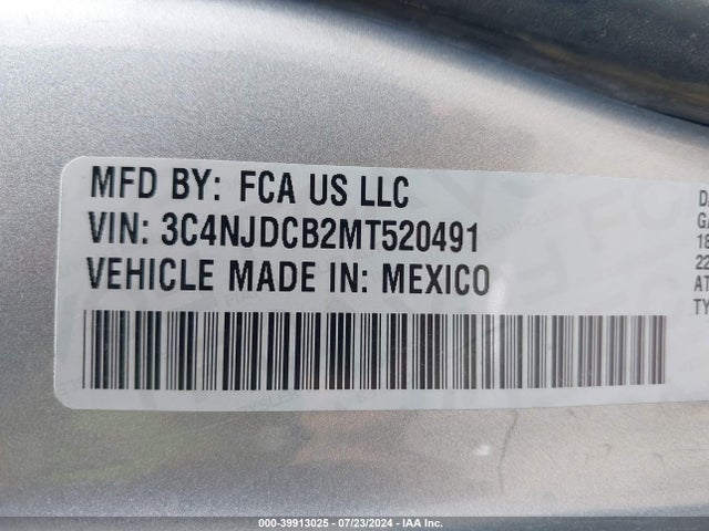 3C4NJDCB2MT520491 Jeep Compass Limited 4x4