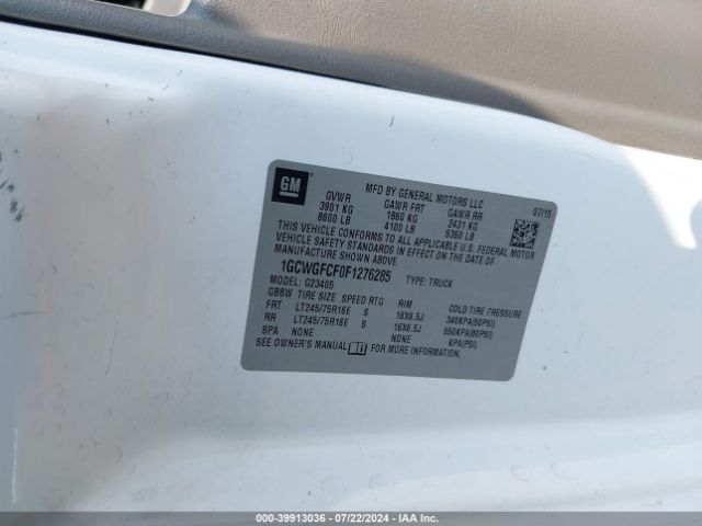 1GCWGFCF0F1276285 Chevrolet Express 2500 Work Van