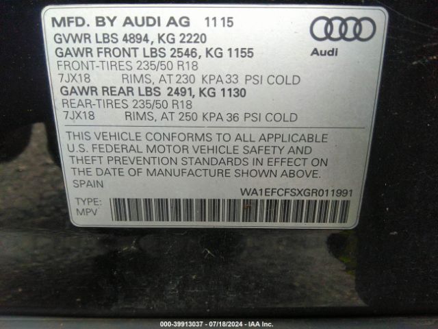 WA1EFCFSXGR011991 Audi Q3 2.0t Premium Plus