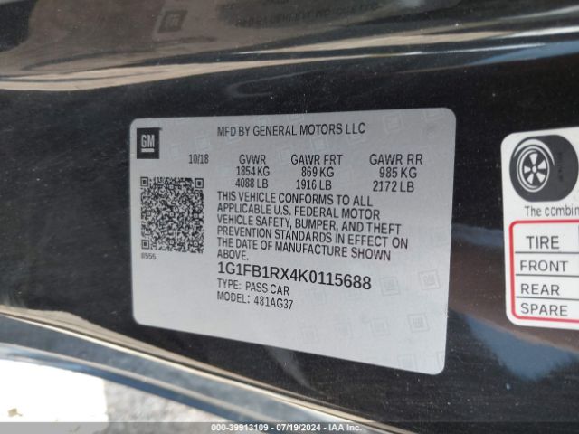 1G1FB1RX4K0115688 Chevrolet Camaro 1ls