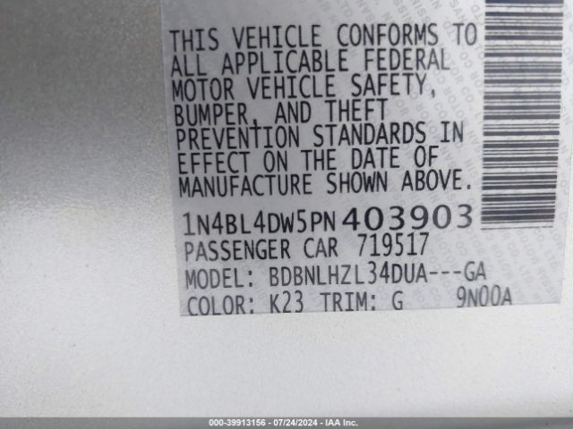 1N4BL4DW5PN403903 Nissan Altima Sv Intelligent Awd