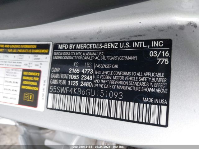 55SWF4KB6GU151093 Mercedes-Benz C 300