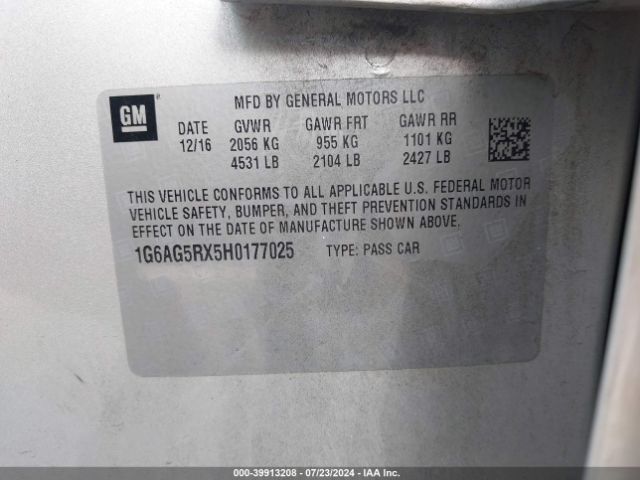 1G6AG5RX5H0177025 Cadillac Ats Standard