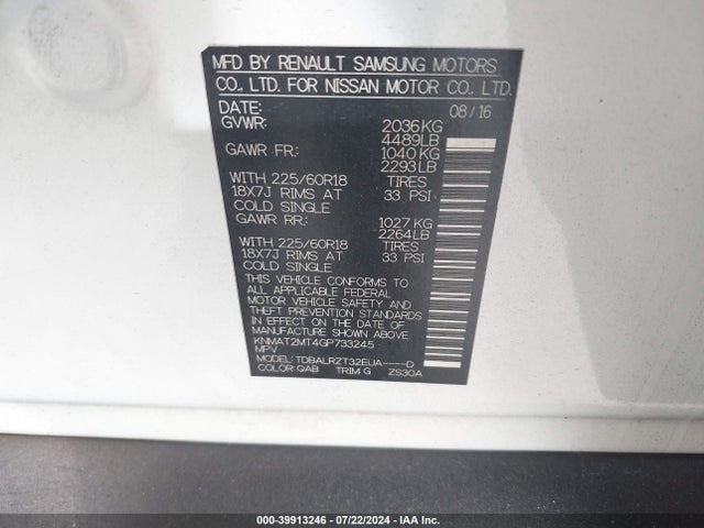 Nissan Rogue Sl 2016 KNMAT2MT4GP733245 Image 9
