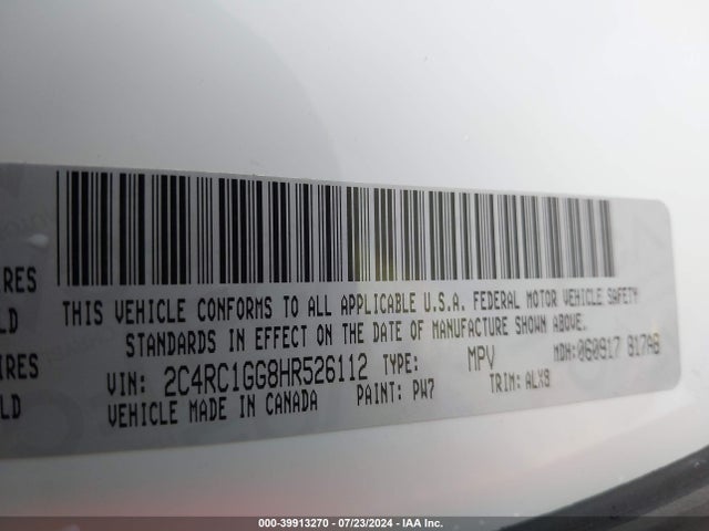 2C4RC1GG8HR526112 Chrysler Pacifica Limited