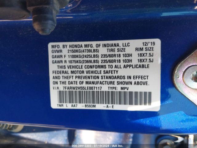 7FARW2H55LE007117 Honda Cr-v Awd Ex