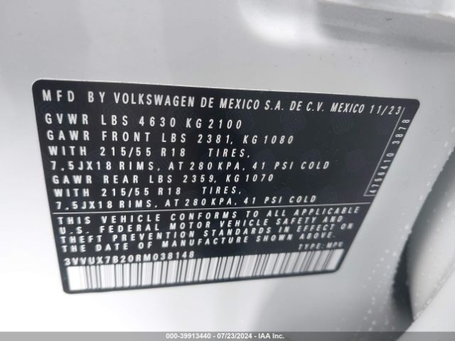 3VVUX7B20RM038148 Volkswagen Taos 1.5t Se