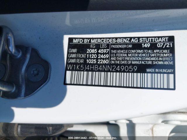 W1K5J4HB4NN249059 Mercedes-Benz Cla 250 Coupe 4matic