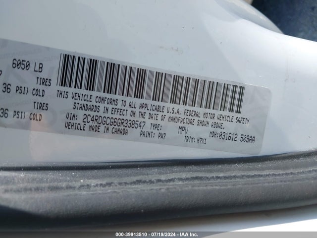 2C4RDGCG6GR338547 Dodge Grand Caravan Sxt