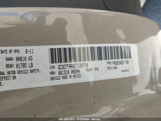 2012 FIAT 500 3C3CFFARXCT120718 Photo 8