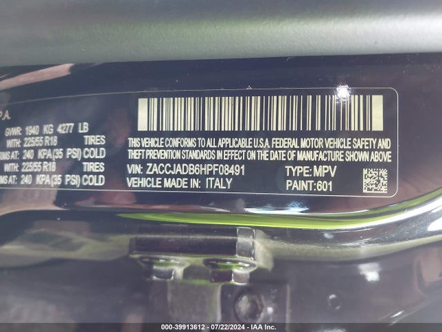 ZACCJADB6HPF08491 Jeep Renegade Limited Fwd