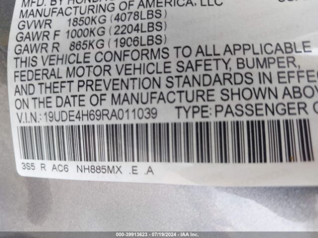 19UDE4H69RA011039 Acura Integra A-spec Technology Package