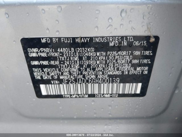 JF2SJADC6GH400139 Subaru Forester 2.5i Premium