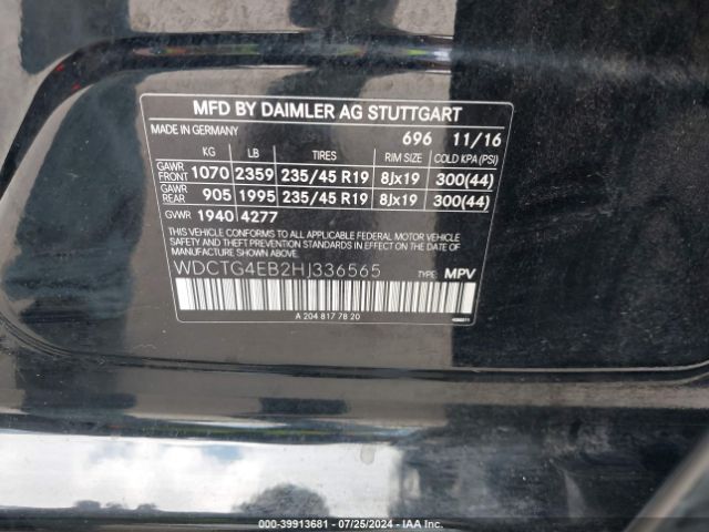 WDCTG4EB2HJ336565 Mercedes-Benz GLA 250