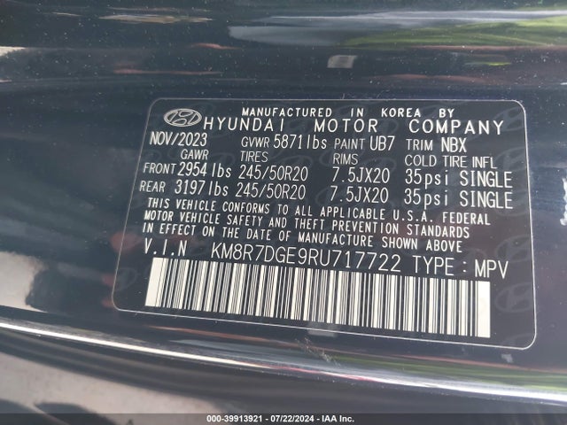 Hyundai Palisade Calligraphy 2024 KM8R7DGE9RU717722 Image 9