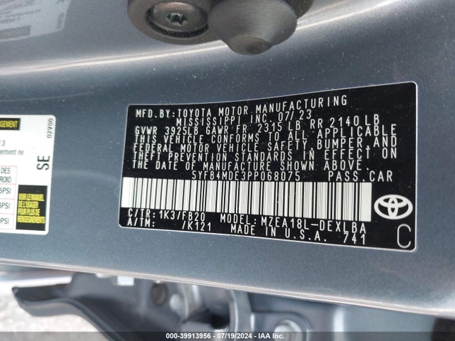 Toyota COROLLA LE 2023 5YFB4MDE3PP068075 Image 9