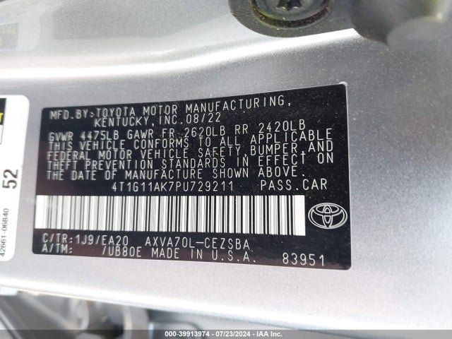 Toyota CAMRY SE 2023 4T1G11AK7PU729211 Image 9