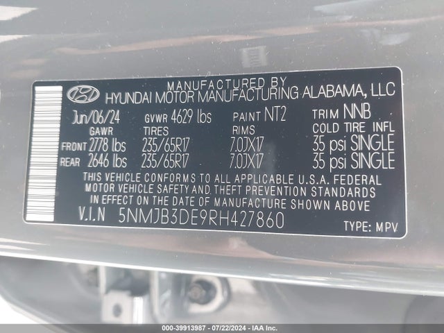 Hyundai TUCSON SEL 2024 5NMJB3DE9RH427860 Image 9