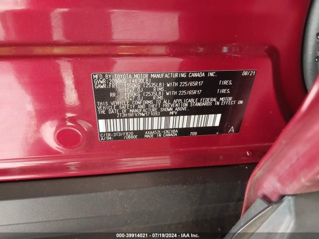 Toyota RAV4 LE 2021 2T3H1RFV7MW171093 Image 9