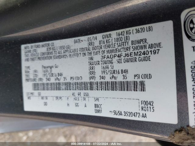3FADP4FJ6EM240197 Ford Fiesta Titanium