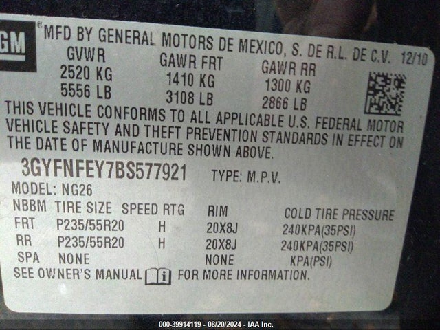 2011 CADILLAC SRX 3GYFNFEY7BS577921 Photo 8