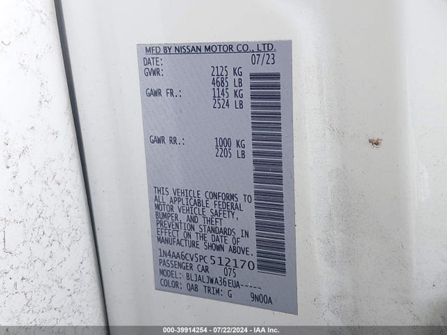 Nissan Maxima Sv Xtronic Cvt 2023 1N4AA6CV5PC512170 Image 9