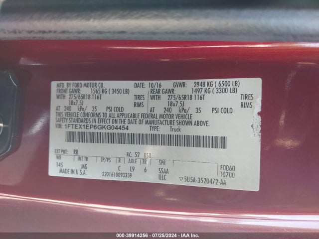 Ford F-150 Xlt 2016 1FTEX1EP6GKG04454 Image 9