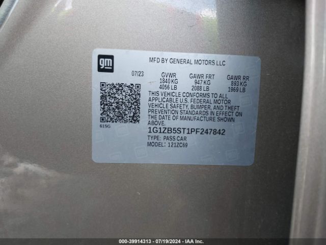 1G1ZB5ST1PF247842 Chevrolet Malibu Fwd Ls