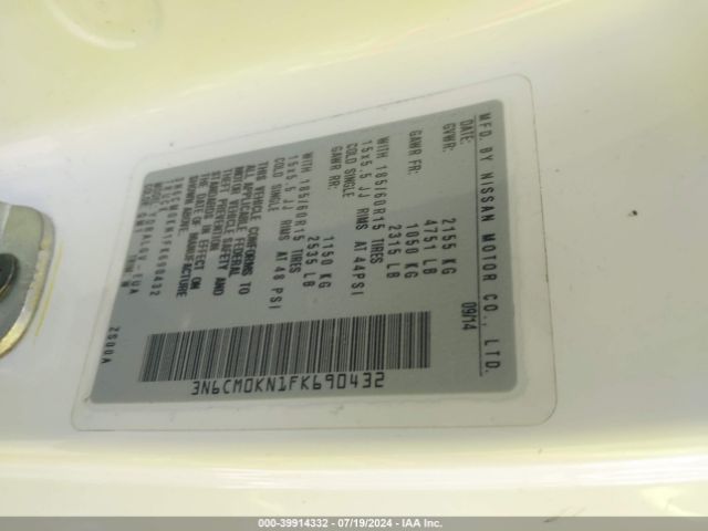 3N6CM0KN1FK690432 Nissan NV200 SV