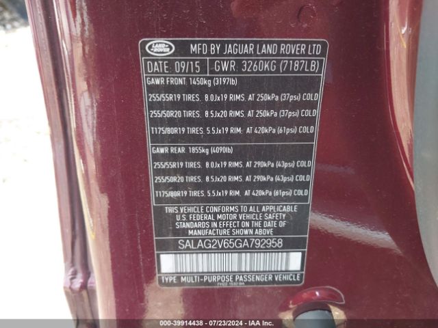 SALAG2V65GA792958 Land Rover LR4