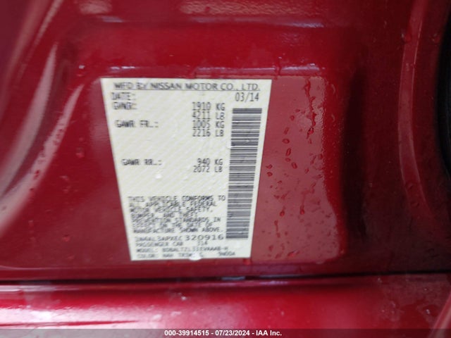 Nissan Altima 2.5 Sv 2014 1N4AL3APXEC320916 Image 9