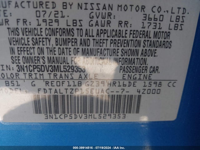 Nissan Kicks Sr Xtronic Cvt 2021 3N1CP5DV3ML529353 Image 9