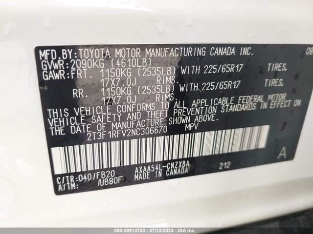 Toyota RAV4 LE 2022 2T3F1RFV2NC306670 Image 9