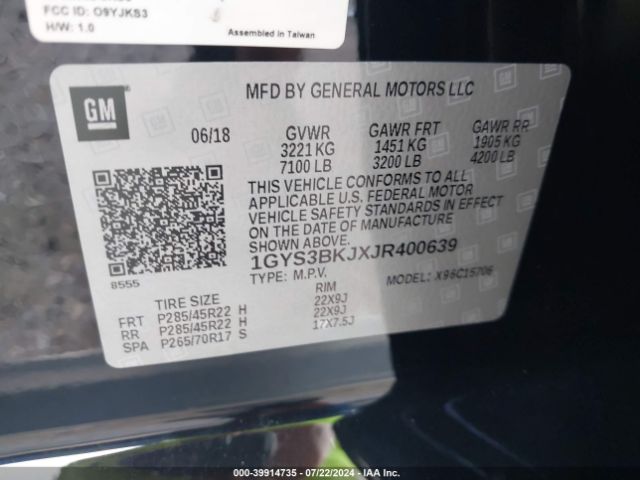 1GYS3BKJXJR400639 Cadillac Escalade Luxury