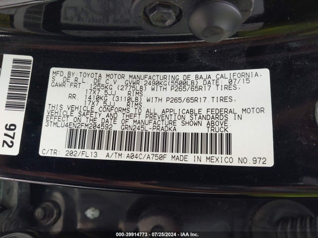 Toyota Tacoma Base V6 2015 3TMLU4EN2FM204592 Image 9