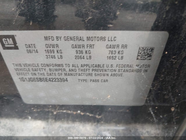 Chevrolet Sonic Rs Auto 2014 1G1JG6SB6E4223394 Image 9